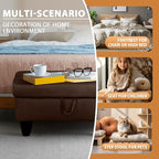 Ottoman Rectangular Storage Ottoman Bench, Flannel Footrest Stool Footstool with Lid for Living Room, Bedroom, Entryway, Chocolate, 28.5"x19"x17.5"