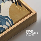 SIGNFORD Framed Canvas Print Wall Art Set Jungle Tropical Monstera Palm Leaf Abstract Shapes Illustration Modern Art Decorative Nordic Nature for Living Room, Bedroom, Office - 16"x24"x2 Natural