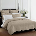 Calla Angel Sage Garden Luxury Pure Cotton Matelasse Quilt, King, Coffee