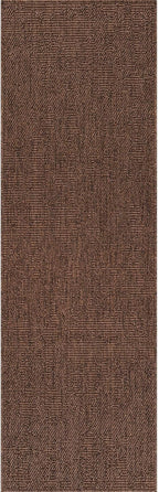 CAMILSON Indoor and Outdoor Runner Rug Brown Solid Boho Woven Design Easy-Cleaning Non Shedding Fiber Living Room Bedroom Garden Patio and Kitchen Washable Outside Carpet Alfombras (2x7)