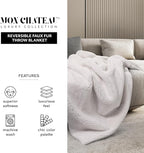 Mon Chateau Luxury Ultimate Plush Faux Fur Throw with 6cm Foldover for Couch, Sofa, or Bed - Plush Ultra Soft Blanket for Sleeping or Home Décor, 60" x 70" (Foldover Ivory)