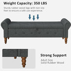 Storage Ottoman Bench for Bedroom, Linen 52" End of Bed Bench with Rolled Arms Upholstered Ottoman Bench Fit for Bedroom, Living Room, Entryway, Dark Gray