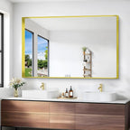 Gold Bathroom Mirror, 36x55 Inch Rectangular Deep Frame Mirror, Large Wall Mounted Bathroom Vanity Mirror Over Sink for Bedroom,Restroom, Living Room, Hangs Vertically or Horizontally