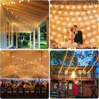 50FT LED G40 Globe String Lights White, Shatterproof Outdoor Patio String Lights 2200K with 50+2 Dimmable Edison Bulbs, Backyard Outdoor Hanging Lights, Bistro Waterproof for Balcony Party Wedding