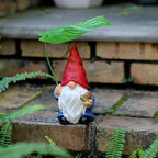 Garden Gnome Statue Decoration with Leaf Umbrella, 7.5” Figurine Ornament for Indoor Outdoor Home Patio Yard Lawn, for Gnome Lovers & Garden Enthusiasts，Mom，Women