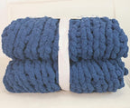Chunky Knit Blanket Throw 40"x60", Chenille Throw Blankets, Handmade Warm & Cozy Blanket Couch Bed Home Decor, Soft Breathable Fleece Banket, Christmas for Couch Bed Sofa Best Gift (Navy Blue)