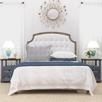 18" Wide End Table with Fast Charging Station Set of 2, 18” Wide Sofa Side Table with Drawers,End Table with Drawers for Living Room,Blue