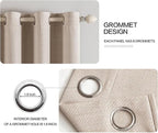 MIULEE Linen Textured Curtains Solid 100% Blackout for Bedroom Thermal Insulated Natural Beige Grommet Room Darkening Curtains & Drapes Luxury Decor for Living Room Nursery 52 x 72 Inch (2 Panels)