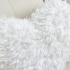MOOWOO Fluffy Heart Throw Pillow with Pillow Cover and Insert, Shaggy Faux Fur,Valentines Day Decor,Christmas Decorations, Love Pillow (White, Heart Shape-15.7X15.7Inches)