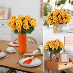 Hananona Artificial Geranium Flowers for Outdoors Geranium Silk Flowers Outdoor UV Resistant Garden Plants Faux Flowers for Home Kitchen Table Centerpieces Decor (12, Yellow)