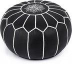 Marrakesh Gallery Genuine Leather Round Pouf Unstuffed - Moroccan Ottoman Footstool, Footrest Cover - Boho Decor - Bohemian Living Room, Bedroom, Kids Room, Gift & Wedding