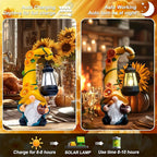 Fall Decorations for Home Porch 12" Solar Fall Gnome Sunflower Garden Statues Honey Bee Jar Decor with LED Lantern Outdoor Gnomes Decorations Patio Yard Balcony Art Birthday Gifts for Mom Grandma