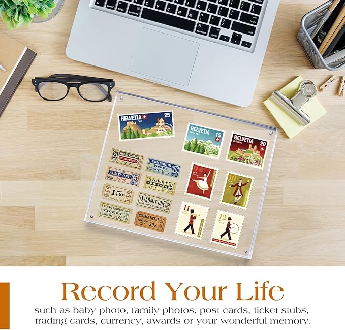 TWING 2 Pack Acrylic Picture Frame 8 x 10 Magnetic Picture Photo Frame,10+10MM Clear Picture Frame, 8 by 10 Picture Frames Acrylic Magnetic Photo Frame Self Standing Double Sided,Gift