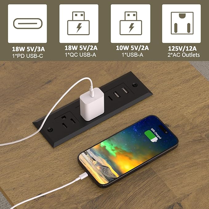 End Table with Fast USB C Charging Station, 18" Wide Sofa Side Table with 2 Drawers, Large Storage Rustic Wood Square Storage Cabinet for Living Room,Bedroom,Office, Light Brown