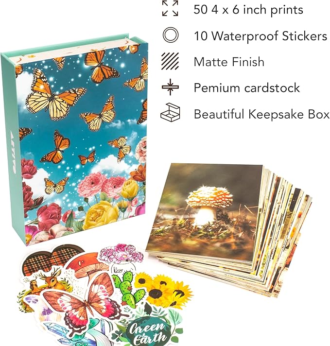 Artivo Wall Collage Kit Aesthetic Pictures, Cottagecore Wall Collage Kit, Bedroom Decor for Teen Girls, Nature Boho Collage Kit for Wall Aesthetic Posters, 50 Set 4x6 inch, Photo Collection