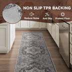 Runner 2x8 Runners for Hallways Runner-Rugs for Bedroom Soft Kitchen Machine Washable Vintage Oriental Floral Medallion Laundry Rug Non Slip Grey
