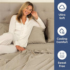 Cal King Sheets Set 6 Piece - Includes 4 Pillowcases - Bed Sheets Cal King Size - Soft Hotel Luxury Bedding - Cooling & Breathable - 1 Flat & 1 Fitted & 4 Pillowcases w/ Deep Pockets - Heathered Beige