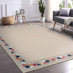 Beverly Rug Outdoor Rug 8x10 Modern Bordered Area Rugs for Indoor and Outdoor Patio Easy to Clean Non Shedding Living Room Porch Garden Washable Outside Carpet (8 x 10 Beige)