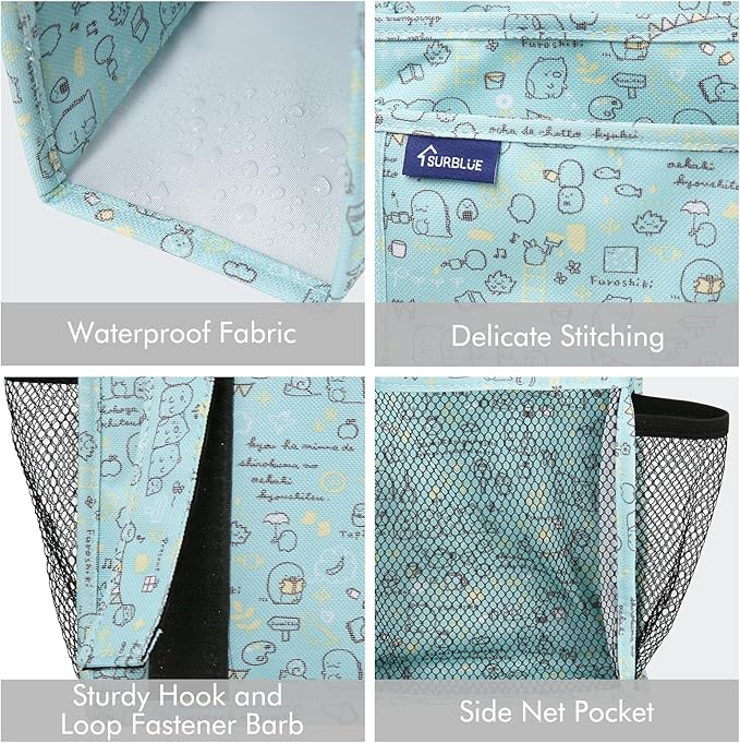 Surblue Bedside Caddy Hanging Bed Organizer Storage Bag Pocket for Bunk and Hospital Beds, College Dorm Rooms Baby Bed Rails, Camp 8 Pockets, (Large, Cartoon)