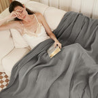 EMME Cotton Blanket Muslin Throw Blanket for Couch Breathable Gauze Blanket All Season Soft and Lightweight Muslin Blankets for Adults (Grey, 50"x70")