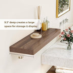 Dreamland 40 Inches Floating Shelves for Wall, 9.3" Deep Long Floating Shelves Set of 2, Large Display & Storage Shelf, Wall Shelf for Bathroom Bedroom Living Room Kitchen Office, Walnut