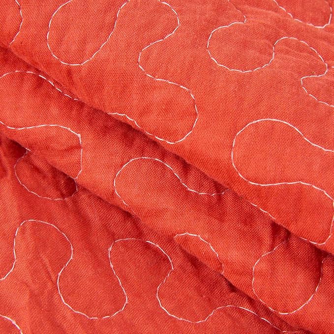 Cozyholy Boho Quilt Twin Size 100% Cotton Quilted Blanket Colorful Bohemian Striped Bedspread Coverlet Reversible Lightweight Stitch Vintage Bed Cover Throw Blanket for Couch Sofa Orange