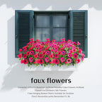 4 Pcs UV Resistant Artificial Petunias Fake Flowers Artificial Flowers for Outdoors Silk Flowers Fake Hanging Basket Plants Suitable for Outdoor Porch Decoration patio Decor 13.3In (Rose red)