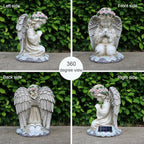 Praying Angels Figurine,Solar Garden Angel Statues, Waterproof Kneeling Angel Sculpture, Outdoor Decor Ornament for Patio Lawn Yard Balcony, Garden Gift