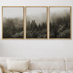 SIGNWIN Framed Canvas Print Wall Art Woodland Nursery Decor Set Fog & Mist Over Blue Pine Tree Forest Nature Modern Art Rustic Landscape Colorful for Living Room, Bedroom, Office - 16"x24"x3 Natural