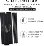 Benevolence LA Reed Diffuser Sticks - 3 Pack of 7 Natural Rattan Sticks per Pouch – Home Fragrance Refill, Eco-Friendly Reed Replacement for Essential Oil Diffusers