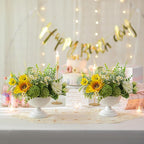 Sziqiqi White Urn Vase for Wedding Centrepiece: 5.5in Small Vases for Table Decoration Set of 2 - White Vintage Pot for Artificial Flower Arrangement - Metal Unique Honeycomb Vase for Birthday Party