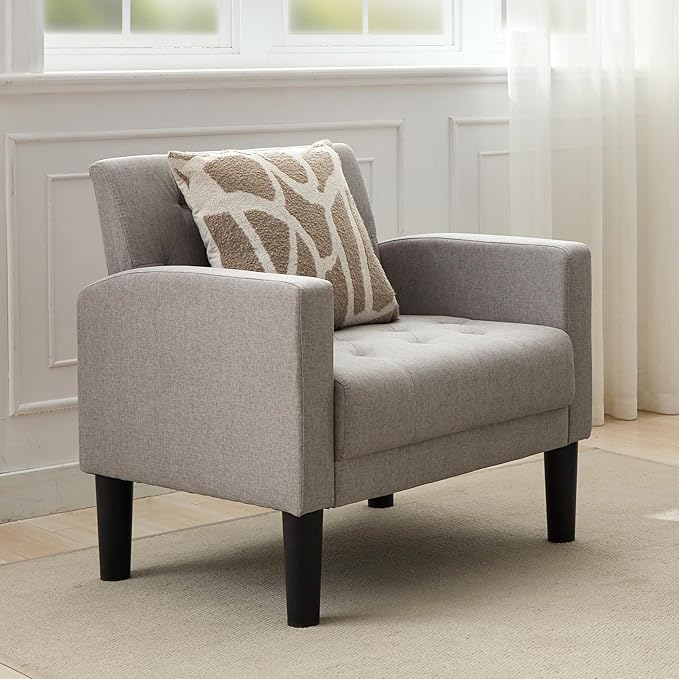 TYBOATLE Accent Chair Comfy Living Room Chair Tufted Mid Century Modern Accent Chairs Cozy Upholstered Reading Armchair for Office Bedroom