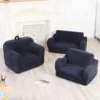 Kids Chairs for Toddler, 2-in-1 Toddler Soft Sherpa Couch Fold Out, Convertible Sofa to Lounger for Girls and Boys, Dark Blue