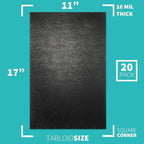 Binditek 20 Pack 16 Mil Leather-Textured Heavyduty Polycovers, 11 x 17" Tabloid Size, Binding Presentation Covers for Business Reports and Proposals, Black, Office Supplies