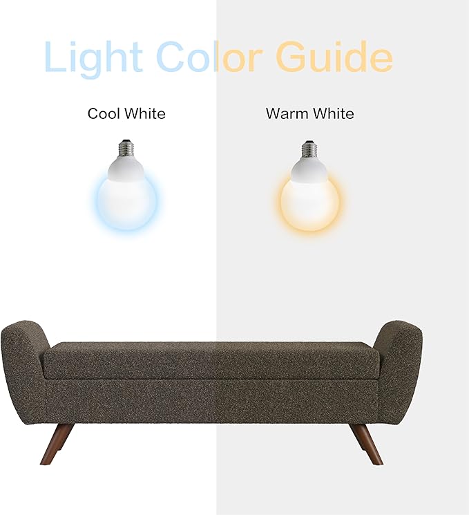 HomePop Modern Storage Bench with Wood Legs Home Décor|Bench with Storage for Living Room & Bedroom - Dark Brown Boucle