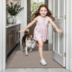 LUMI Ultra Thin Door Mat for Entryway, Low Profile Non Slip Rubber Backing Indoor Doormat, Easy Clean Welcome Entrance Mat for Inside House, Patio,Beige 32"x48"