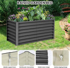 Galvanized Raised Garden Bed Outdoor, 2 Pcs 6x3x2FT Outdoor Large Planter Raised Beds Open Base with Safety Edge and Glove for Vegetables Flowers Ground Planter, Dark Gray