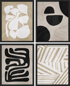 SIGNWIN Framed Tropical Mid-Century Wall Art, Set of 4 Modern Hawaiian Geometric Print Wall Decor Prints, Nature Wilderness Wall Décor for Living Room, Bedroom - 11"x14"Black