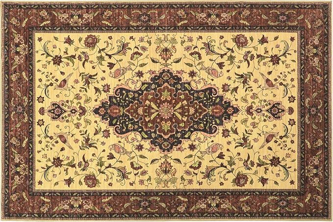 Topllen Washable Area Rug - 4'x6' Boho Living Room Rug, Non-Slip Soft Rugs Indoor for Bedroom Dining Room Office, Vintage Throw Carpet Stain Resistance (Red, 4x6ft)