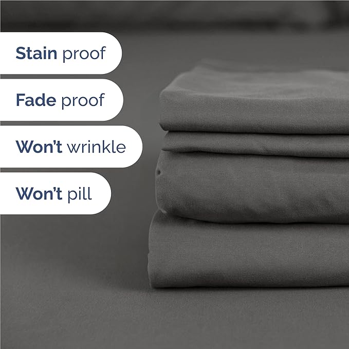 Full Sheets Set 6 Piece - Includes 4 Pillowcases - Bed Sheets Full Size - Soft Hotel Luxury Bedding - Cooling, Comfy, Cozy & Breathable - 1 Flat & 1 Fitted & 4 Pillowcases w/ Deep Pockets - Charcoal