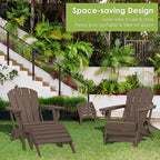 GREENVINES Adirondack-Ottoman | Wood Grain | HDPE Plastic | Outdoor Footrest | All Weather | Foot Rest | Foot Stool | Dark Brown | for Adirondack Chair