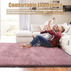 Shag Area Rug for Bedroom 4x6,Blush Fluffy Area Rugs for Living Room,Soft Fuzzy Rug Non-Shedding Indoor Plush Carpet for Kids Bedroom Nursery Dorm Home Decor