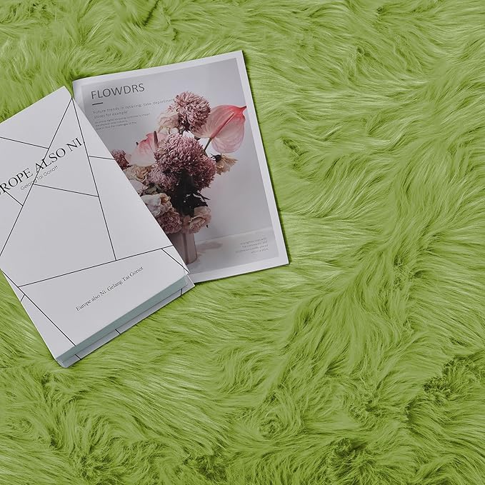 Goolela Circle Area Rugs for Bedroom Living Room Green 6ft Fluffy Shag Rug Washable Round Soft Bedside Rug Shaggy Fuzzy Cute Decor Rug for Girls Room Circular