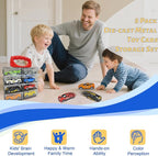 KIDAMI 8 Pack Die Cast Metal Toy Cars, 1:64 Scale Model Race Cars with Storage Case, Pull Back Vehicles Set for Kids Toddlers Adults Gift