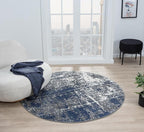 Keen Home Design Area Rugs - 10ft Round Non-Shedding, Abstract Rugs for Kitchen, Living Room, Bedroom, Dining Room, Entryway - Size: 10' Round, Navy/Grey/White