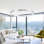 Modern Led Chandeliers, Non-Dimmable Contemporary LED Chandeliers 1 Ring, Hanging Led Modern Pendant Light Fixture for Living Room Kitchen Dining Room Office Brush Nickel-3000K/4000K/6000k