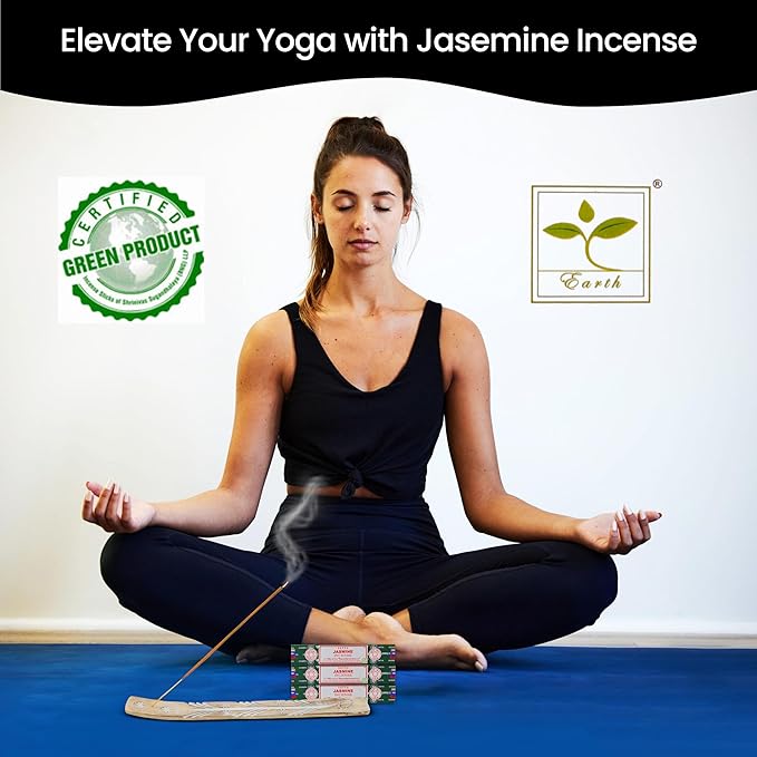 Satya Jasmine & Nagchampa Incense Sticks - 15gmx12 Pack with Raajsee Incense Holder