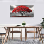 AJAZIKO Red Wall Art - Modern Framed Wall Art for Living Room - Red Tree Black and White Landscape Canvas Prints Posters & Prints for Home Office Bedroom Decorations - Large Wall Pictures 20×40IN