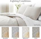 Southshore Fine Living, Inc. King Size Quilt Bedding Set, Soft Microfiber Bedspread, Stain & Pet Hair Resistant Bedding Coverlet, King Size/California Quilt Set with 2 Pillow Shams, Bone