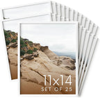 HAUS AND HUES 11x14 White Metal Picture Frames - Features Premium Aluminum, Vertical & Horizontal Hang, Shatterproof Plexiglass - Perfect for Home, Room, Office (11x14 in, White, Set of 25)